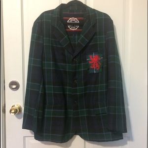 Robert Graham Wool Green Navy Crest Large Jacket